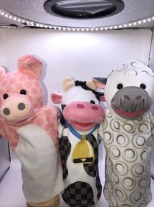 Melissa & Doug Farm Friends Hand Puppets 3- Cow, Sheep, and Pig - Picture 1 of 6