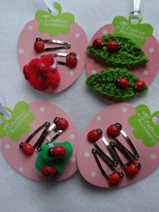 ladybird hair clips ,snap clips,bendies girls baby toddler hair accessories sets - Picture 1 of 5