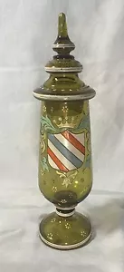 Gran vaso soplado esmaltado presentación copa de vino con tapa ~ Alemania - Imagen 1 de 9