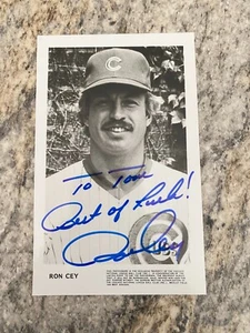 Ron Cey Chicago Cubs 3 1/2 x 5 1/2 b/w photo autographed - Picture 1 of 1