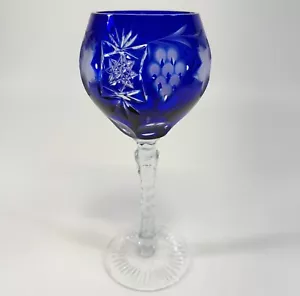 Bayel Weinberg Traube Kobaltblau Hock Wein 7 5/8" Böhmisch Tschechisch Glas Kelch - Bild 1 von 8