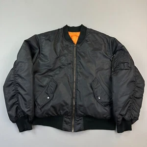 Vintage Tru Spec MA-1 Jacket Mens Medium Black Intermediate Flyers Bomber - Picture 1 of 15