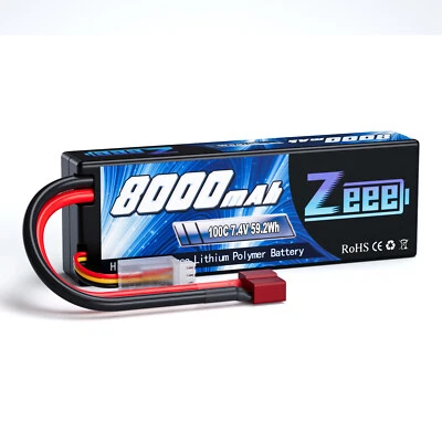 Zeee 7,4V 2S Lipo Akku T Stecker 8000mAh 100C Für RC Auto Boot Flugzeug LKW Heli - Bild 1 von 4