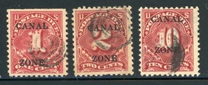 CANAL ZONE Used Selections: Scott #J18-J20 Postage Dues 1925 CV$25+ - Picture 1 of 1