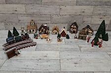 Christmas Village Ceramic & Resin Mini Figures Lot 38Pc People Town Accessories 