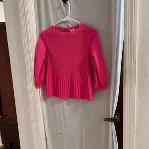 Baker by Ted baker Barbie pink pleated drop waist girls blouse size 10/12 - Picture 1 of 7