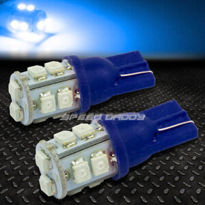 PAIR T10 3528 168/194 10 SMD WEDGE BLUE LED HIGH BRIGHTNESS TRUNK/DOOR LAMPS