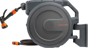 Retractable Hose Reel Wall Mounted, 35+2m Garden Hose Reel, 180° Grey (EUAW-25) - Picture 1 of 9