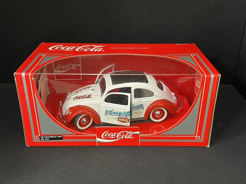Solido 9511 Coca-Cola White/Red 1958 VW Coccinelle Beetle 1:18 Die-Cast Car - Image 1 of 4