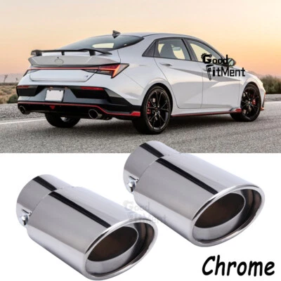 For Hyundai Elantra 2Pcs Stainless Steel Exhaust Pipe Tail Muffler Tip Chrome 2x - Image 1 of 4
