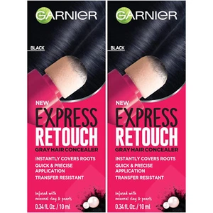 Pack of 2 Garnier Express Retouch Gray Hair Concealer, Black - Picture 1 of 3