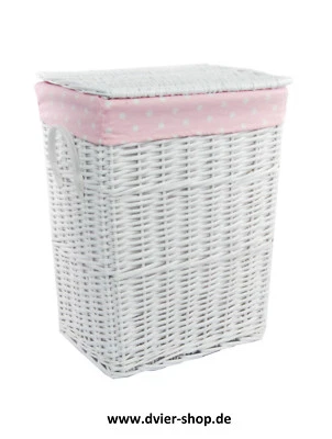 Wäschekorb Wäschetruhe Weide weiß  rosa 40x30 H.55 - Bild 1 von 4