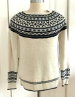 NWT TRINA TURK Merino Wool Sweater Black Ivory Women?s Size L NEW Fair Isle