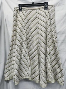 Hilliard And Hanson Skirt Size 6 Black White Tan Stripes Knee Length - Picture 1 of 5