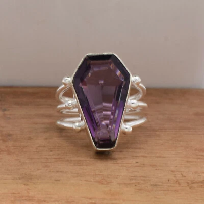 Christmas Amethyst Gemstone 925 Sterling Silver Handmade Ring All Size - Image 1 of 4