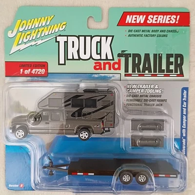 Johnny Lightning 2002 Chevy Silverado w/ Camper - 2017 Truck & Trailer - NEW - Image 1 of 2