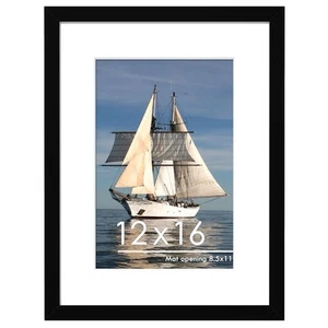 12x16 Picture Frame, Display Pictures 8.5x11 with Mat or 12 x 16 Without Mat ... - Picture 1 of 7