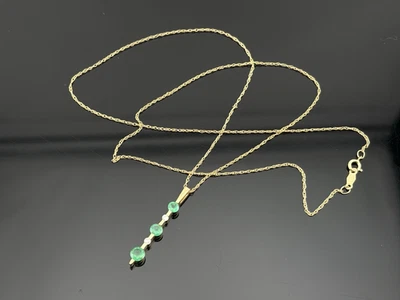 Designer BH 14k Yellow Gold Emerald Diamond Pendant Necklace 18.5" Chain 1 1/8" - Image 1 of 4