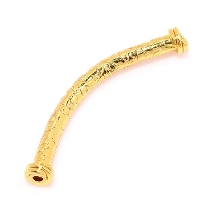 40 PCS 29X3MM COPPER  BALI CURVED TUBE  BEAD 18K GOLD PLATED 305 - Image 1 of 3