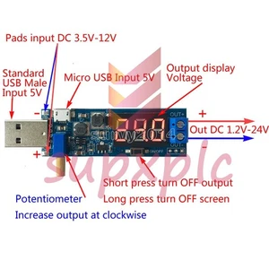 DC-DC USB Step UP/Down Power Supply Module Adjustable Converter 5V to 3.3V/12V - Picture 1 of 1
