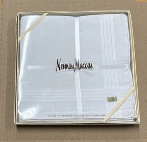 Nuevos pañuelos Neiman Marcus 13 blancos grandes de algodón mercerizado enrollados a mano  - Imagen 1 de 5