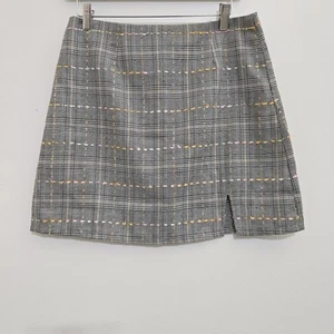 anthropologie SADIE & SAGE Medium Plaid Academia Mini Skirt Black Multicolor - Picture 1 of 10