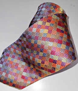 Peacock Geometric Red Silk Necktie - Picture 1 of 6