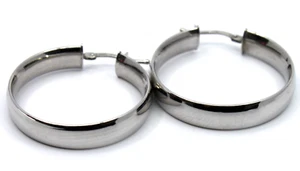 LLJ Lindsey Leigh Jewelry Smooth Hoop Earrings in 14k White Gold 1.1"in - Picture 1 of 11