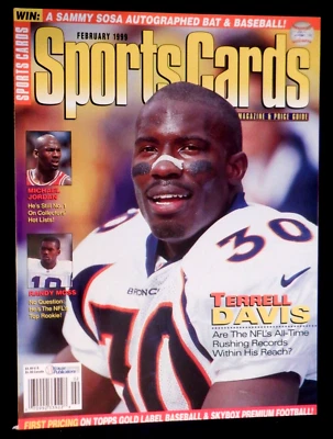 Revista Sports Cards febrero 1999, Jordan, Davis, Moss, Ted Williams, Bill Russell Foto 1 de 4