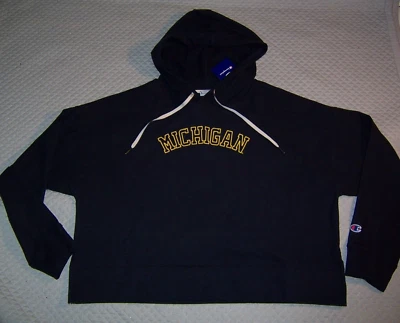 Champion NUEVO CON ETIQUETAS Michigan Wolverines Recortado Polar Logo Sudadera Para Mujer M Sudadera con Capucha Foto 1 de 3