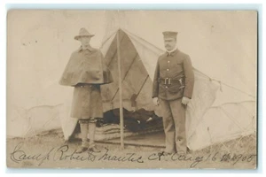 1905 Camp Roberts Niantic CT Connecticut soldati militari cartolina d'epoca RPPC - Foto 1 di 3