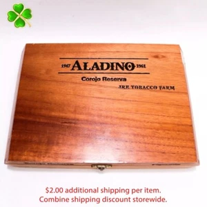 Caja de cigarros de madera vacía Aladino Corojo Reserva Figurado 9,75" x 7" x 1,5" - Imagen 1 de 11