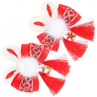  2 Pcs Hair Barrettes for Girls Clips Bunny Ear Hairpin Kids Hairy Child