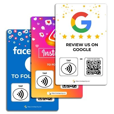 ONE TAP ONLY Social Review Tap Card | Review QR Code | Contactless review card | NFC Tap C...