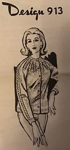 #913 Vintage CARDIGAN Pattern to KNIT Sz 32-38 (Reproduction) - Picture 1 of 2
