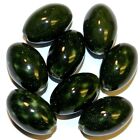 CPC331 Dark Green & White Diamond Check 25mm Tapered Oval Porcelain Bead 8pc