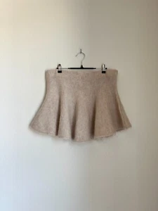 H&M Women's Flared Mohair-Blend Skirt in Light Beige Size LARGE NEW! - Picture 1 of 5