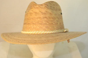 Vintage Lona Extra Fina Straw Hat Yellow/White Rope Braid 59 CM (Adult Large) - Picture 1 of 21