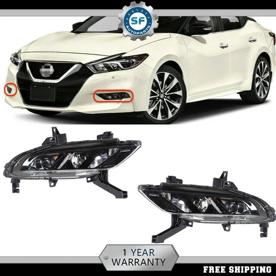 Front Bumper Driving Fog Light Lamps Assembly Kit For Nissan Maxima 2016-2019 - Image 1 of 4