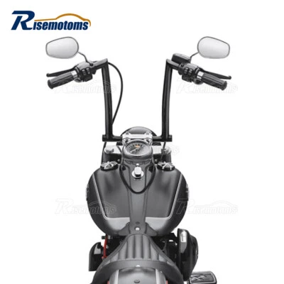 Manillar colgante Fat Ape negro Meathook 14"" para Harley Dyna Softail FLTR FLHR Foto 1 de 4