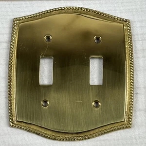 Elegant Rope Trim Double Toggle Solid Brass Switch Plate; No Mounting Screws - Picture 1 of 4