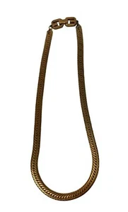 Vintage Givenchy Herringbone Chain Necklace with Logo Clasp 1980s - Picture 1 of 10