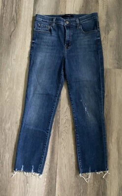 Pantalones de mezclilla para mujer talla 27 $228 elásticos grapados cintura alta talla J Brand rubí tiro alto Foto 1 de 4