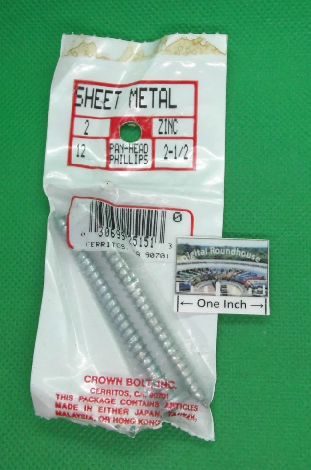 Crown Bolt Inc. Tornillos Phillips de cabeza panorámica para chapa metálica, paquete de zinc #12 x 2 1/2". 2 Foto 1 de 1