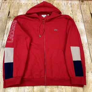 Lacoste Full Zip Hoodie Sweatshirt Sweater Spell Out Colorblock Size 8 3XL XXXL - Picture 1 of 12
