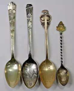 Lote de 4 sartenes antiguas. Pac. Cucharas de recuerdo de plata esterlina .925 y Feria Mundial - Imagen 1 de 22