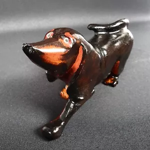 Dachshund Weiner Dog Doxie Basset Hound Vintage Hand Carved Wood Collectible - Bild 1 von 18