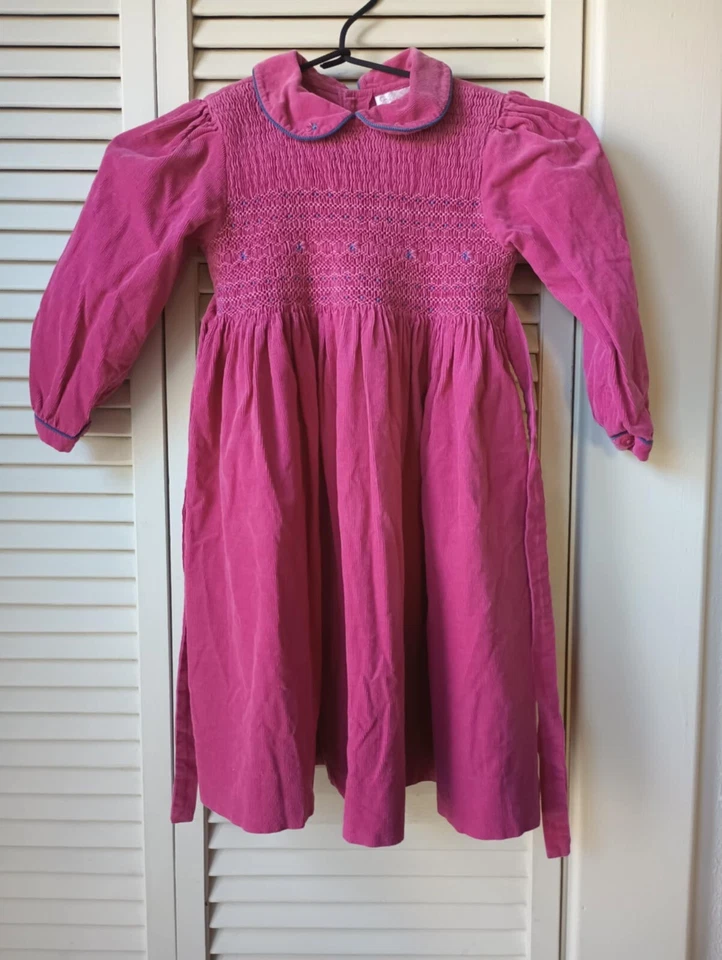 Meninas SOPHIE DESS 4T Veludo Rosa Brilhante Floral Botão de Tubulação Gravata Traseira - Imagem 1 de 4