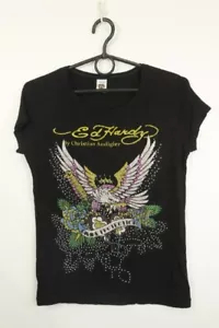 Vintage Ed Hardy by Christian Audigier Black Cotton Crew Neck Pullover T-Shirt L - Picture 1 of 15