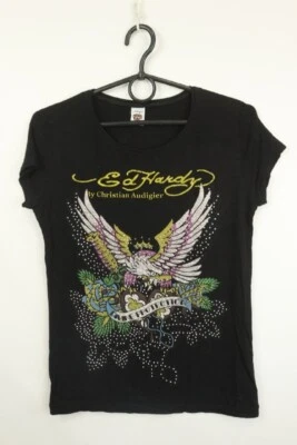 Vintage Ed Hardy by Christian Audigier Black Cotton Crew Neck Pullover T-Shirt L - Image 1 of 4